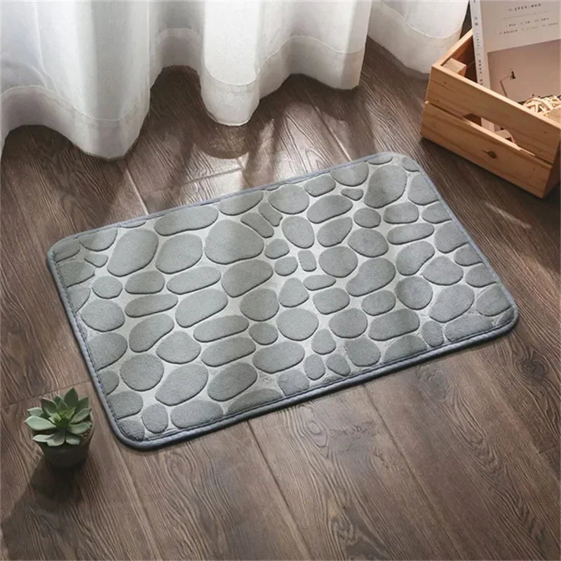 Super Absorbent Cobblestone Bath Mat – Non-Slip Bathroom Rug for Shower