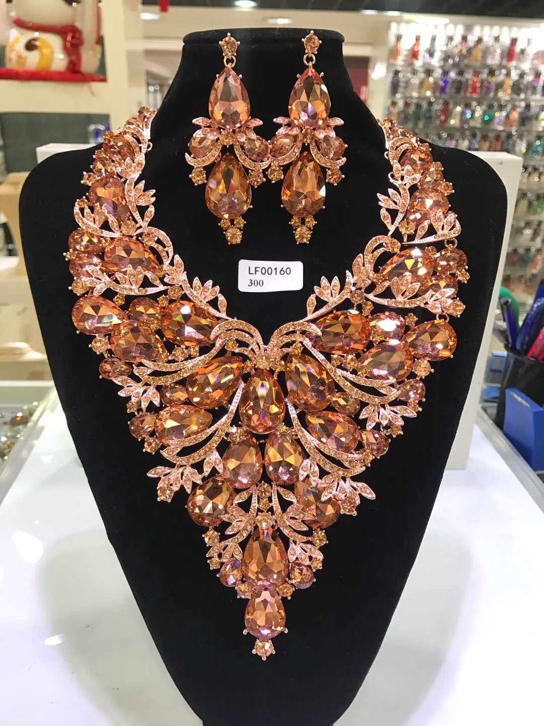 Women’s Luxury Crystal Rhinestone Necklace & Earring Set – Wedding Jewelry