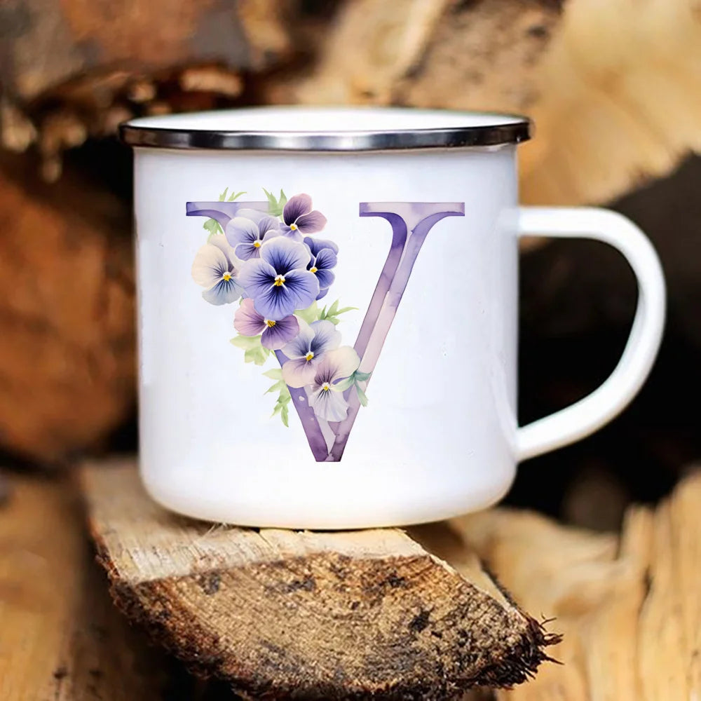 Personalized Floral Initial Mug – Monogram Coffee/Tea Gift for Weddings & Birthdays
