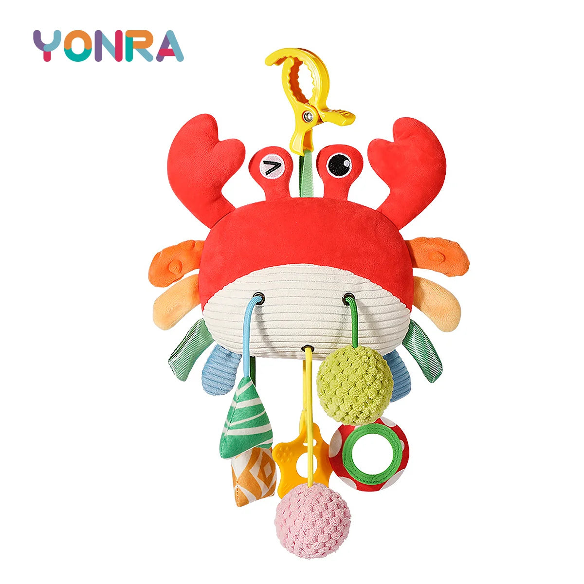 Plush Pull String Sensory Rattle Toy – Montessori Travel Toy for Babies