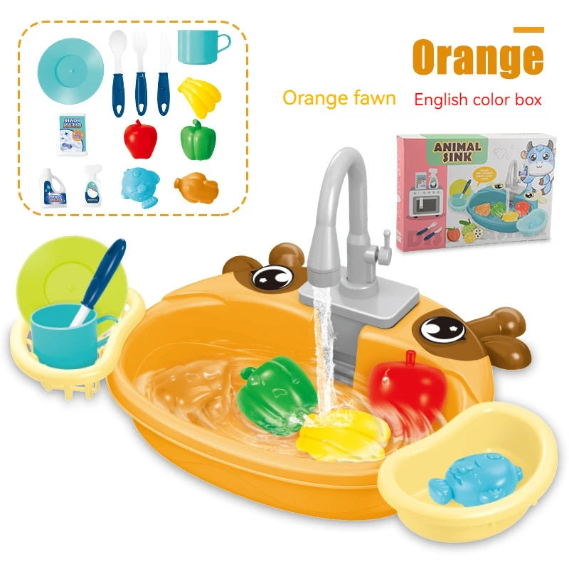 Kids Play House Kitchen Set – Electric Dishwasher & Sink with Circulating Water