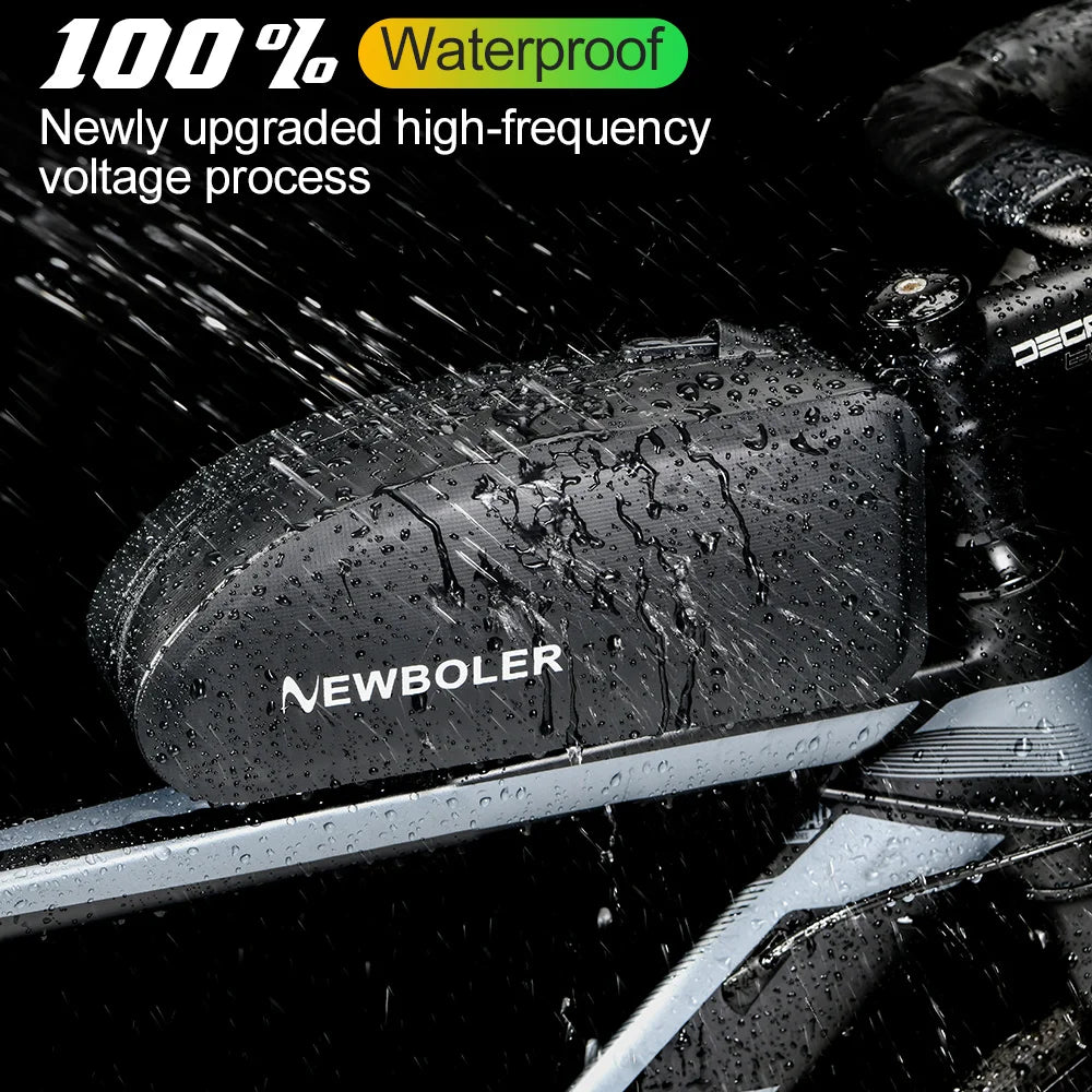 NEWBOLER Waterproof Gravel Bike Top Tube Bag – PVC Frame Bag for Road & MTB