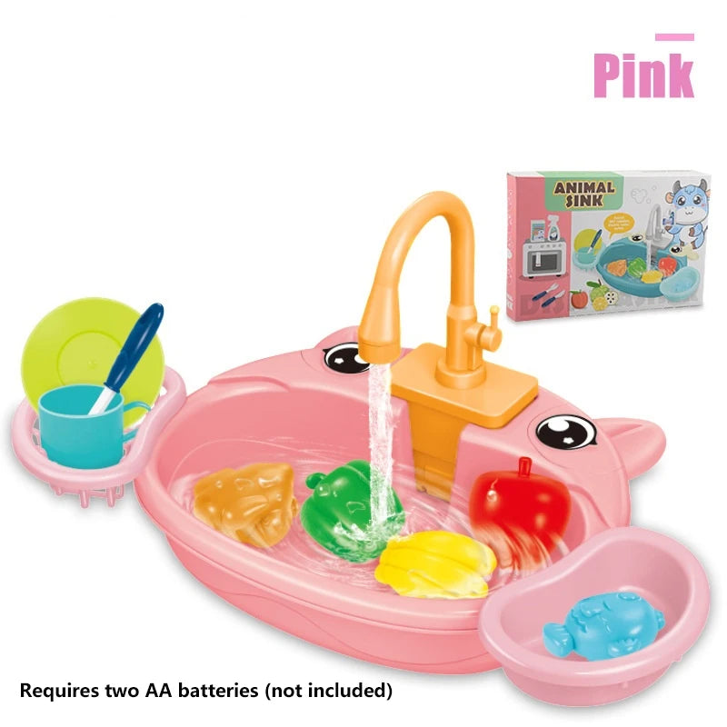 Kids Play House Kitchen Set – Electric Dishwasher & Sink with Circulating Water
