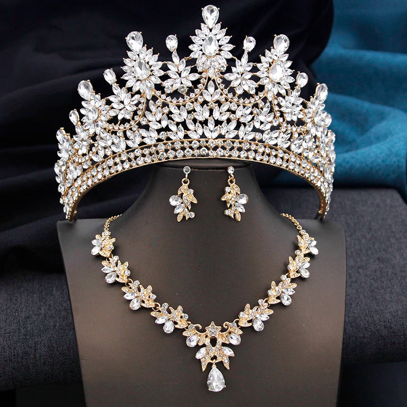 Pink Opal Bridal Jewelry Set – Tiara, Necklace & Earrings for Wedding or Prom