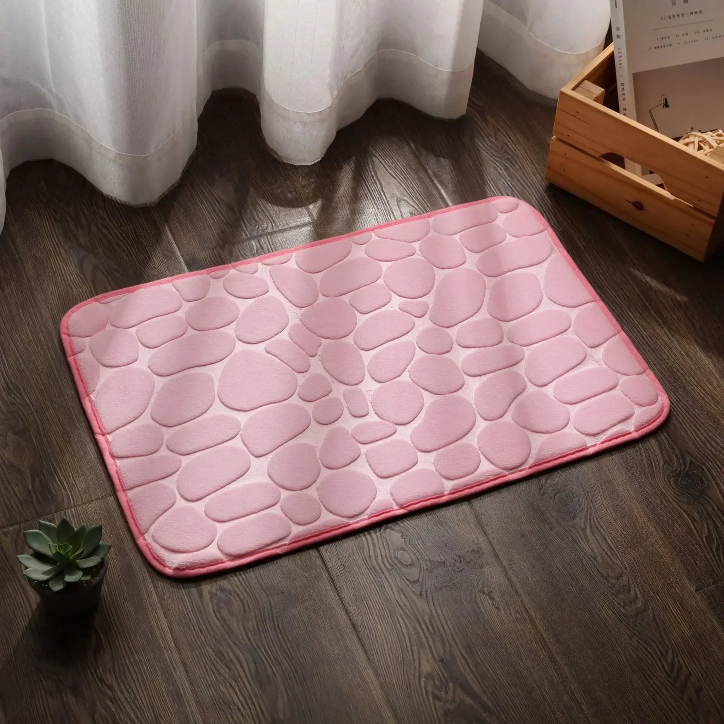 Super Absorbent Cobblestone Bath Mat – Non-Slip Bathroom Rug for Shower