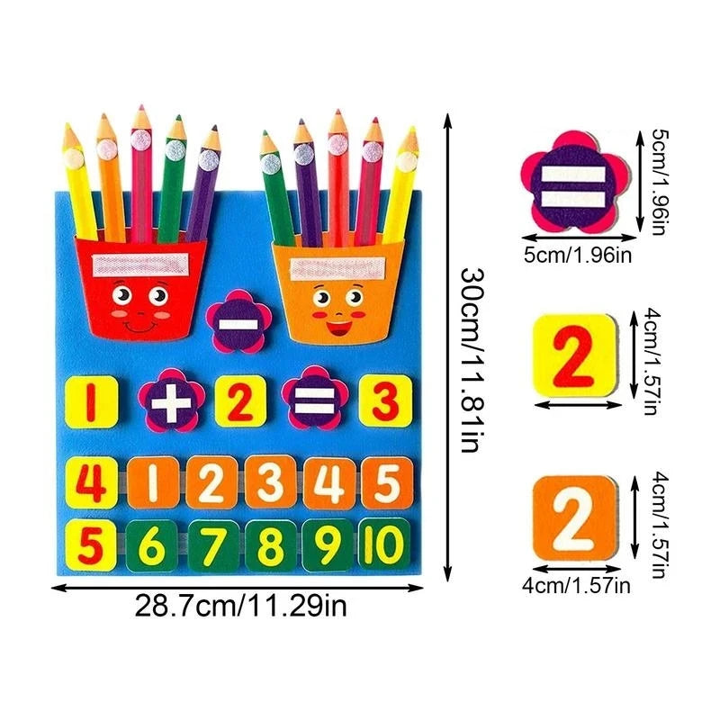 Montessori Pencil Shape Counting Toy for Toddlers – Felt Math & Numbers Set