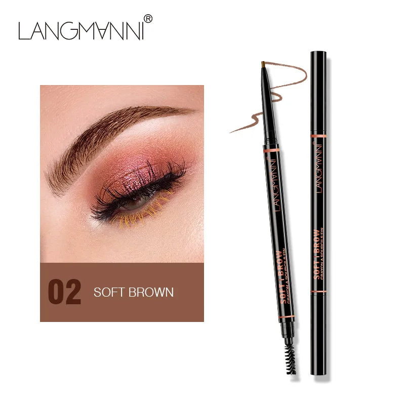 Langmanni Double-Headed Waterproof Eyebrow Pen with Brush