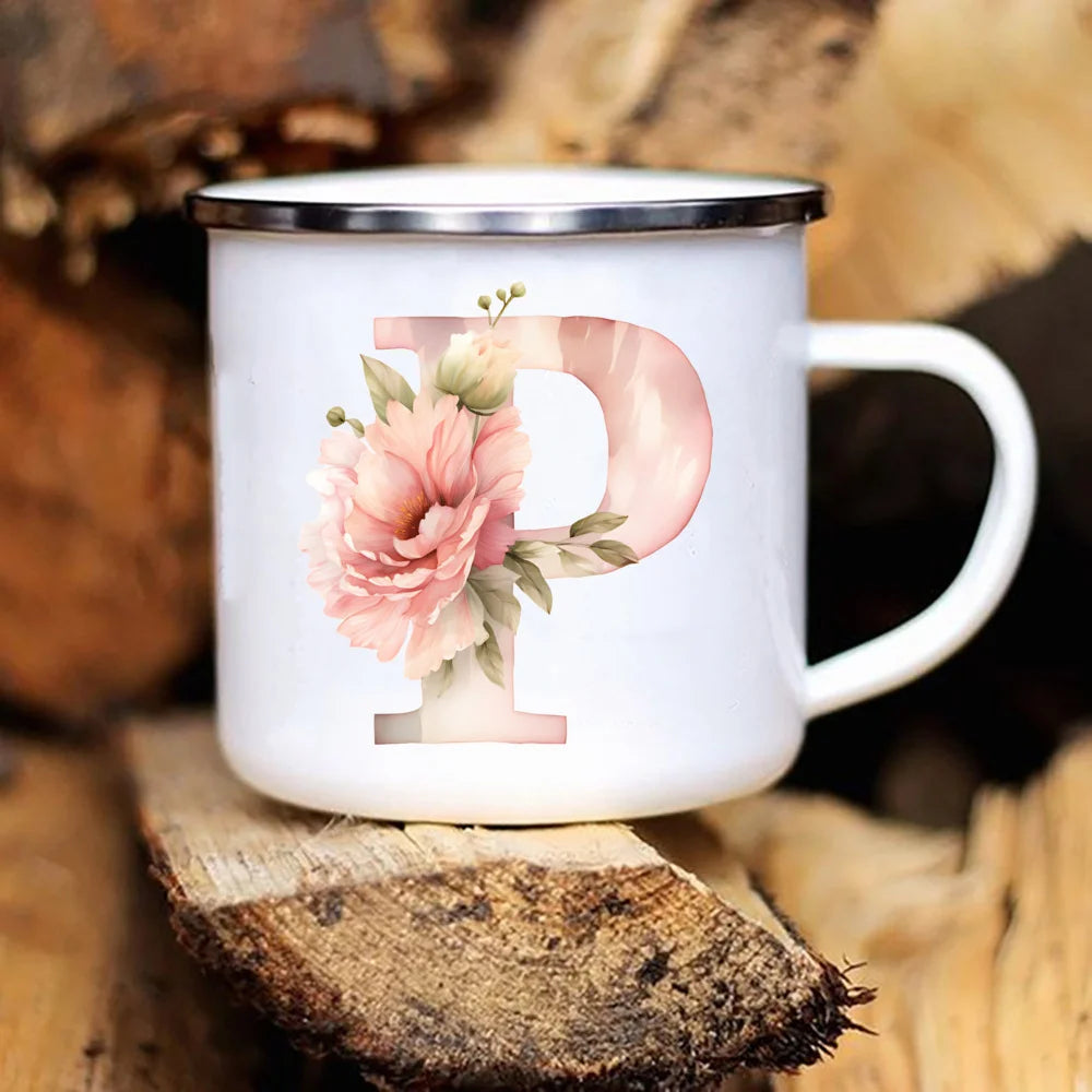 Personalized Floral Initial Mug – Monogram Coffee/Tea Gift for Weddings & Birthdays