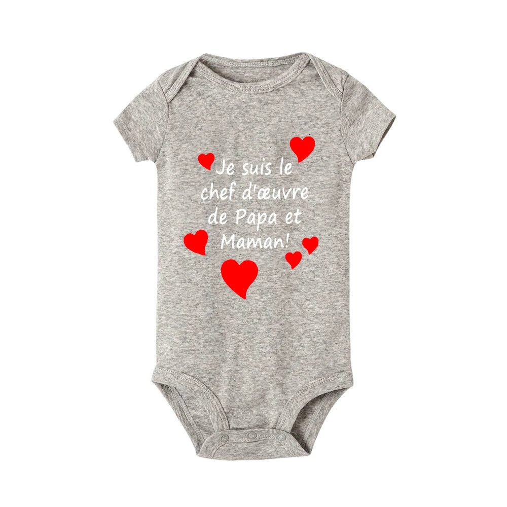 I Am Mom and Dad's Masterpiece" Baby Romper – Perfect for Mother's & Father's Day