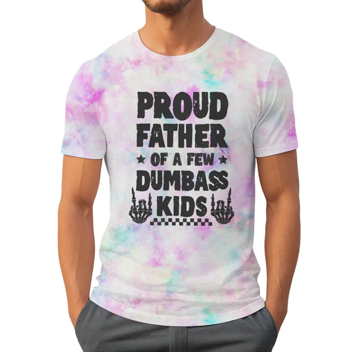 Proud Father Graphic T-Shirt – Retro Tie-Dye Casual Tee for Father’s Day