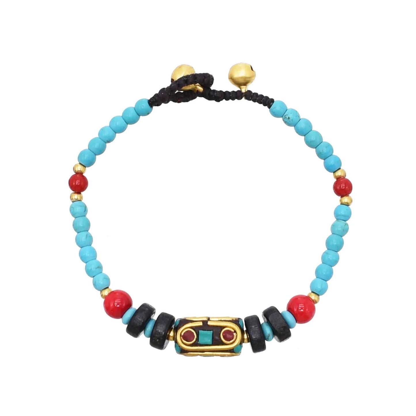 Gypsy Tribal Tibetan Bracelet – Boho Vintage Turquoise Elastic Bangle for Women