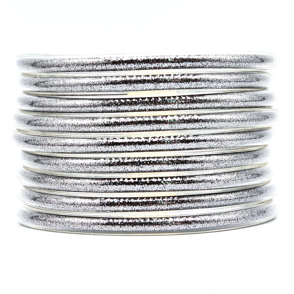9-Piece Glitter Silicone Jelly Bangle Set – Metallic Bowknot Bracelets for Women & Girls