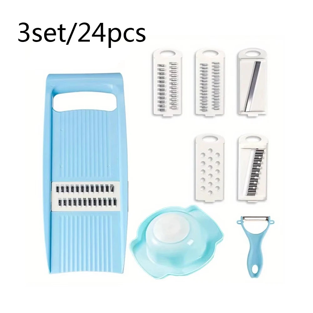 5-in-1 Manual Vegetable Slicer – Multi-Functional Cutter, Grater & Dicer for Kitchen Use