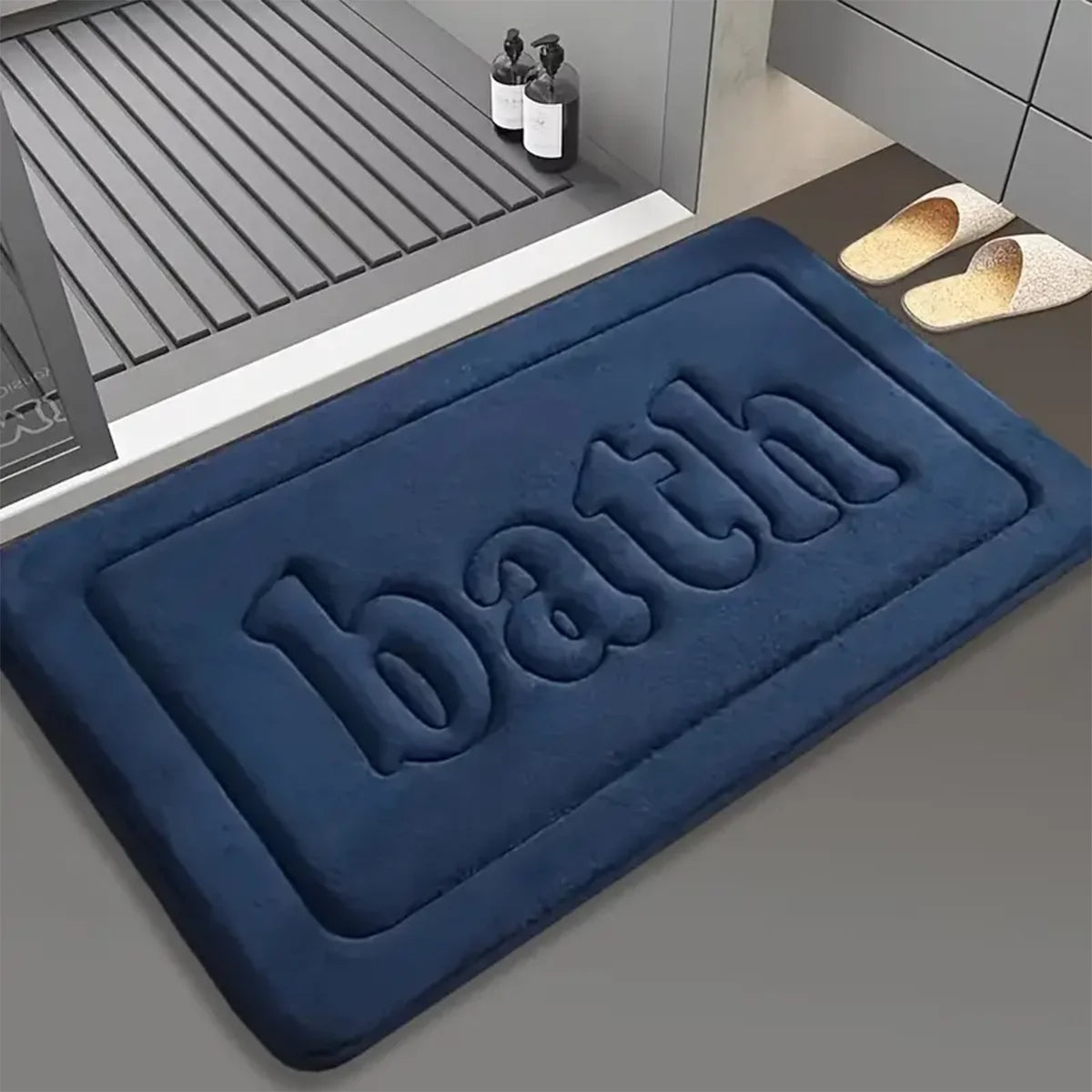 1.2cm Thick Anti-Slip Bathroom Mat – Soft Water-Absorbing Flannel Door Mat