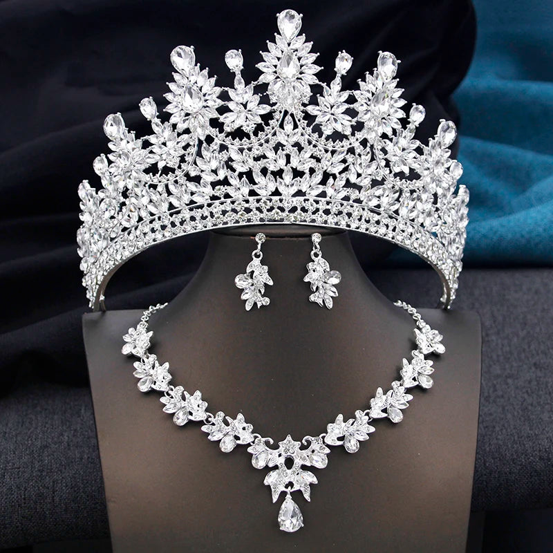 Pink Opal Bridal Jewelry Set – Tiara, Necklace & Earrings for Wedding or Prom