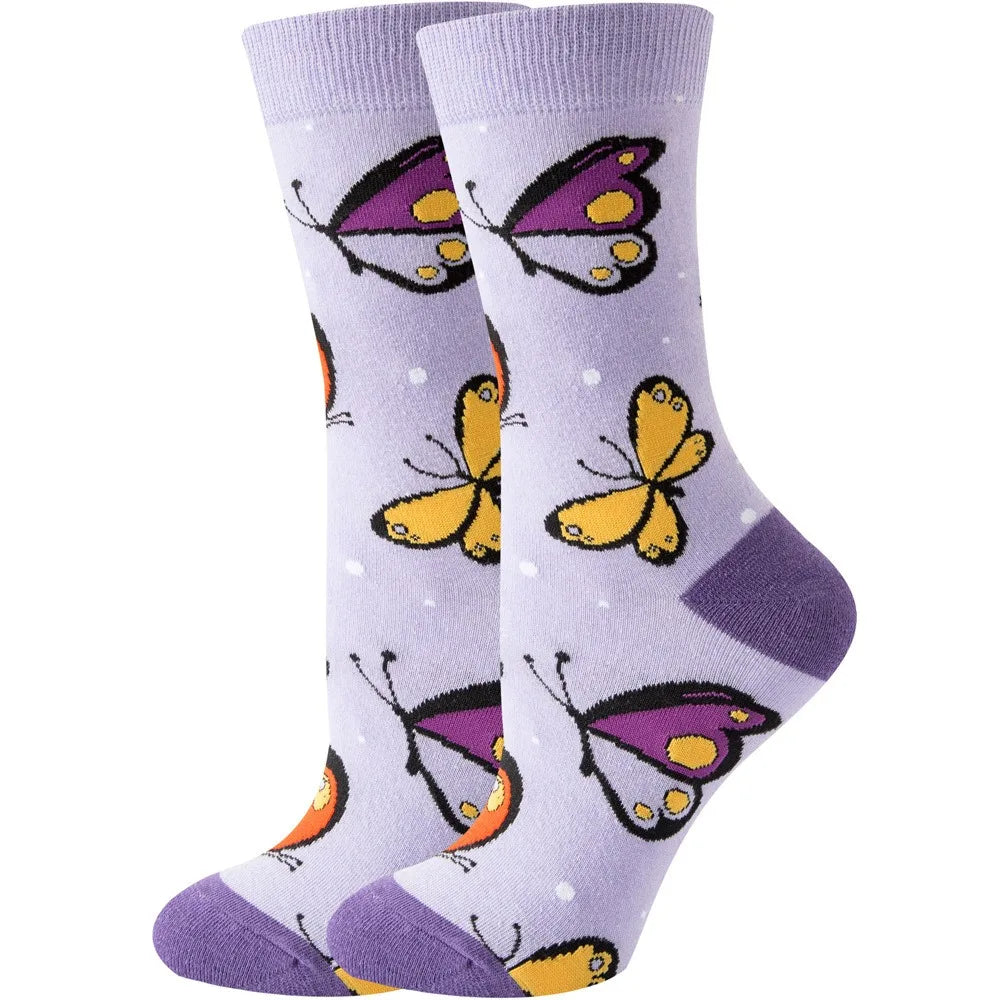 Unisex Animal & Fruit Print Socks – Hip Hop Skateboard Mid-Rise Style