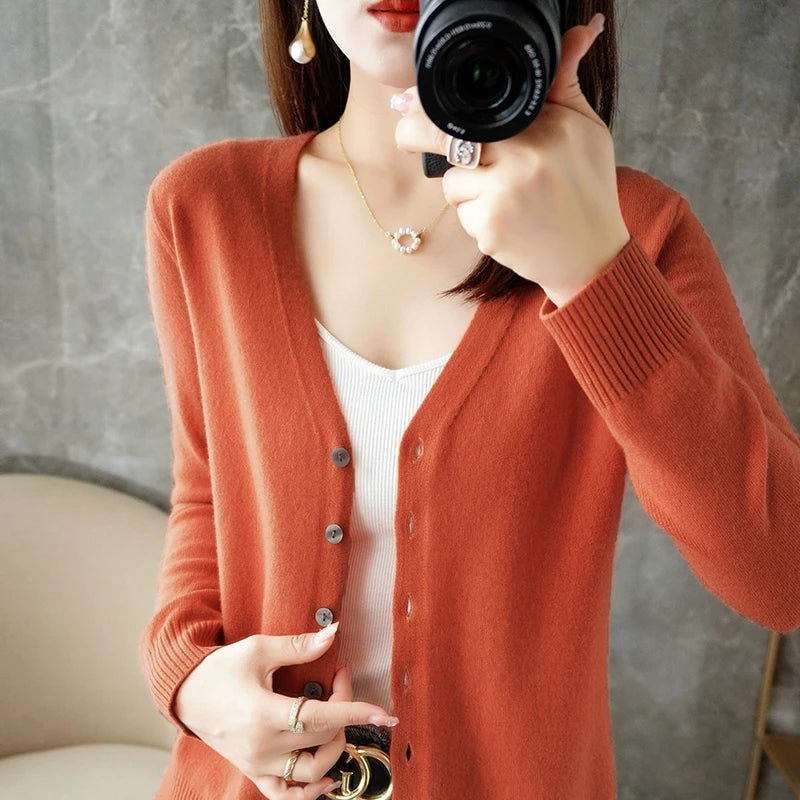 2024 V-Neck Women's Loose Sweater Cardigan ZHI D035