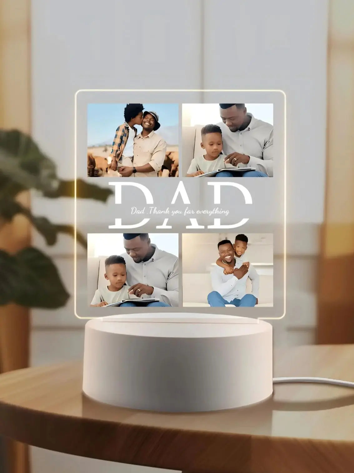 Personalized Photo Acrylic Night Light – Custom Gift for Dad, Family, or Office