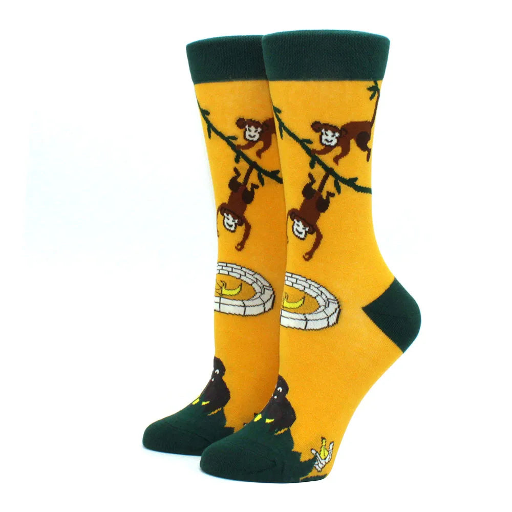 Cute Puppy Cartoon Socks – Corgi & Schnauzer Mid-Tube Unisex Breathable Comfort