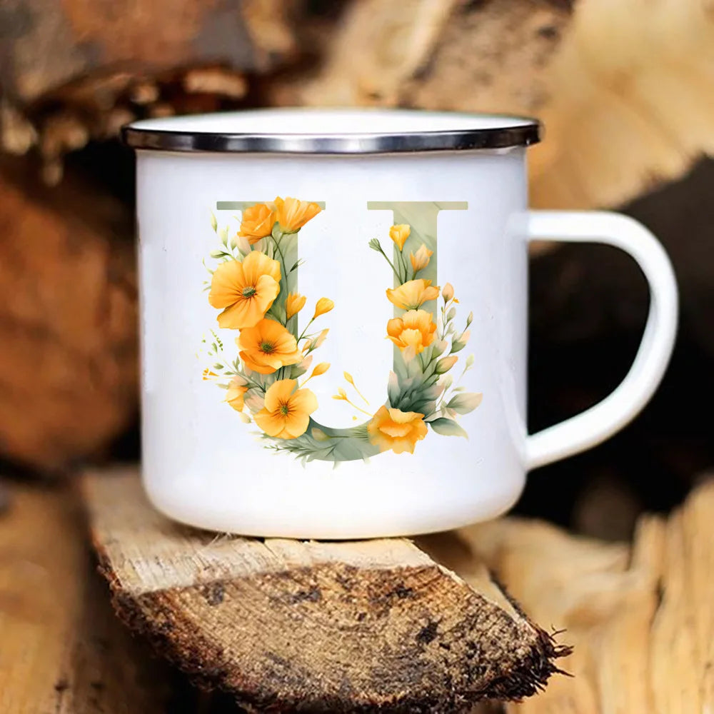 Personalized Floral Initial Mug – Monogram Coffee/Tea Gift for Weddings & Birthdays