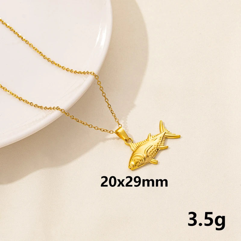 Punk Shark Charm Necklace – Ocean Animal Pendant Choker for Men & Women