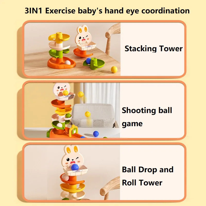 Montessori Ball Drop Stacking Tower Toy for Toddlers (1-3 Years)