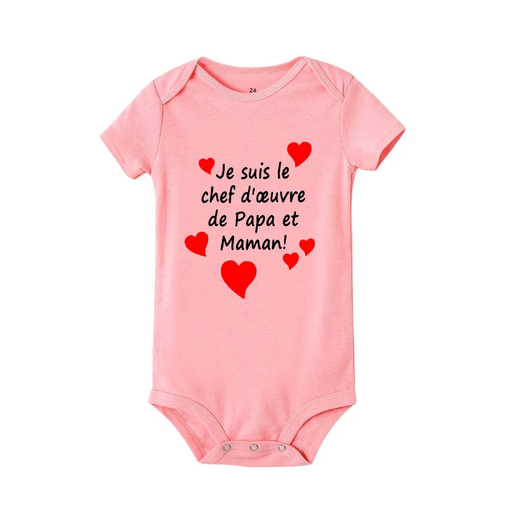 I Am Mom and Dad's Masterpiece" Baby Romper – Perfect for Mother's & Father's Day