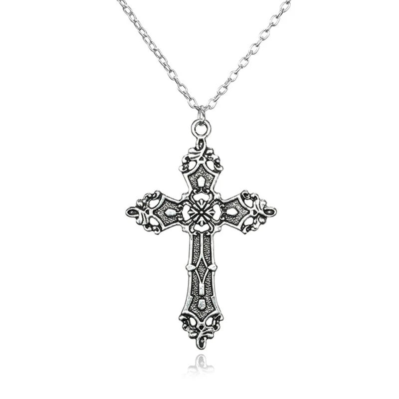Vintage Gothic Christian Necklace – Long Chain Pendant for Women