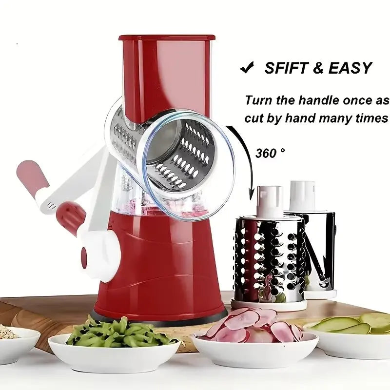 Manual Rotary Vegetable Cutter – Multifunction Mandoline Slicer for Kitchen