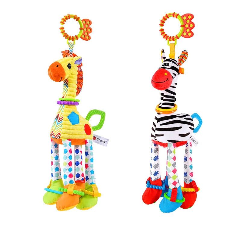 Soft Animal Handbell Rattles with Teether for Newborns