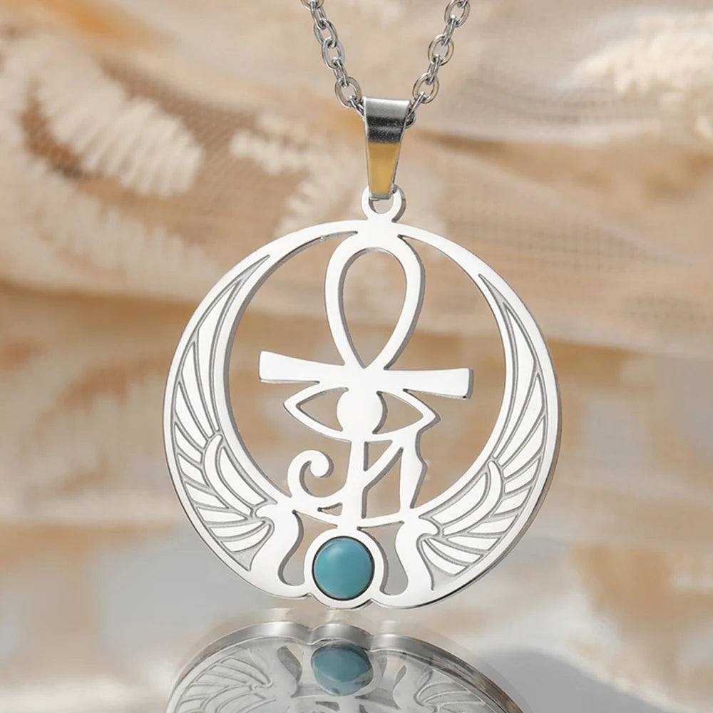 Dawapara Ankh Cross Necklace – Eye of Horus & Scarab Egyptian Amulet