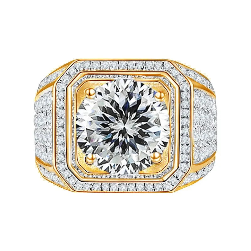 1CT Moissanite Men's Ring – 6.5mm Platinum-Plated 925 Silver with GRA Certificate