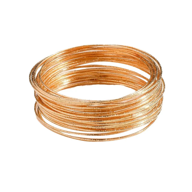 30-Piece Metal Bangle Set – Classic & Colorful Thin Bracelets for Women