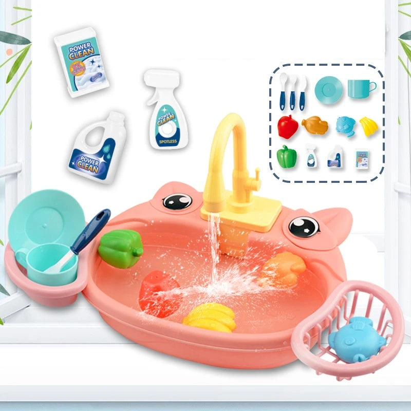 Kids Play House Kitchen Set – Electric Dishwasher & Sink with Circulating Water