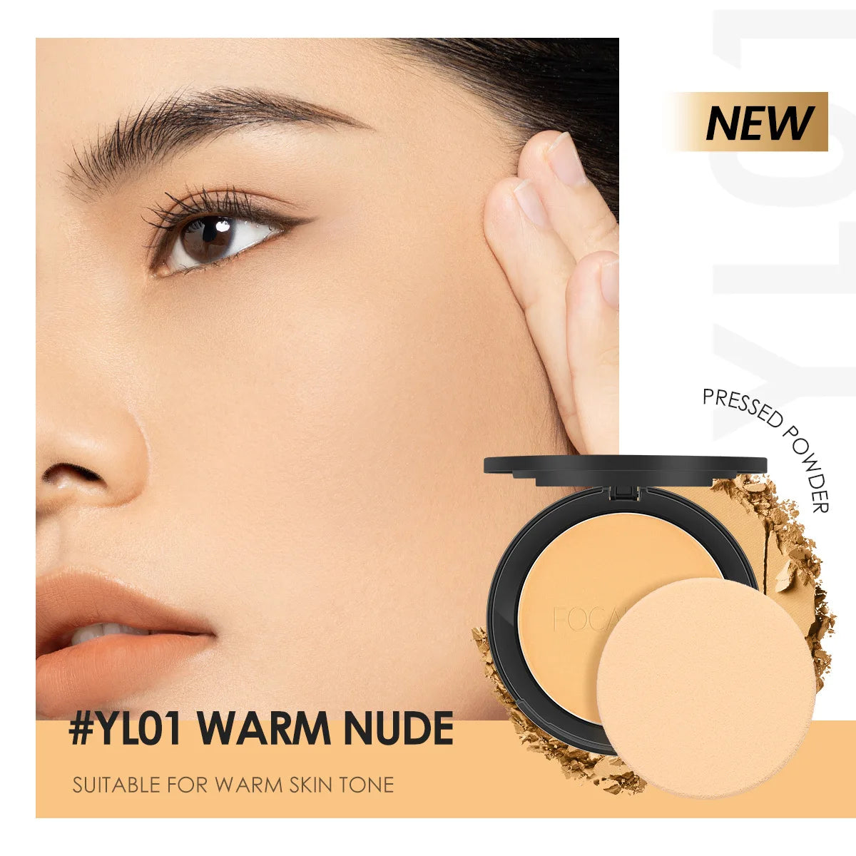 FOCALLURE 3-Color Oil-Control Pressed Powder Foundation