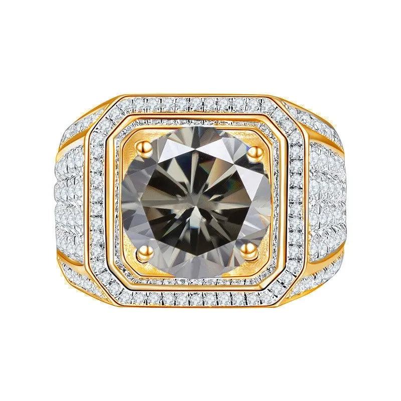 1CT Moissanite Men's Ring – 6.5mm Platinum-Plated 925 Silver with GRA Certificate