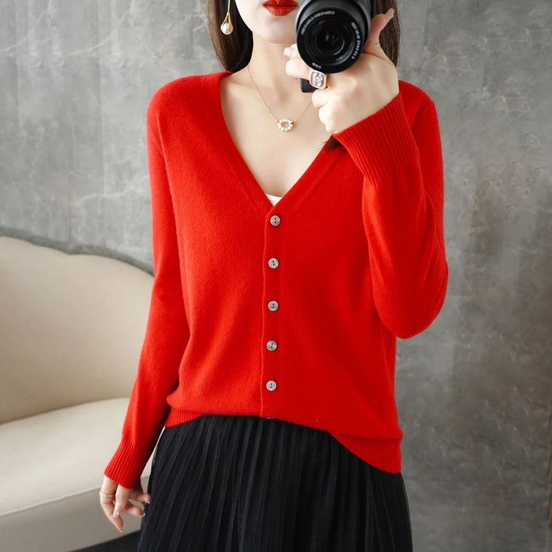 2024 V-Neck Women's Loose Sweater Cardigan ZHI D035