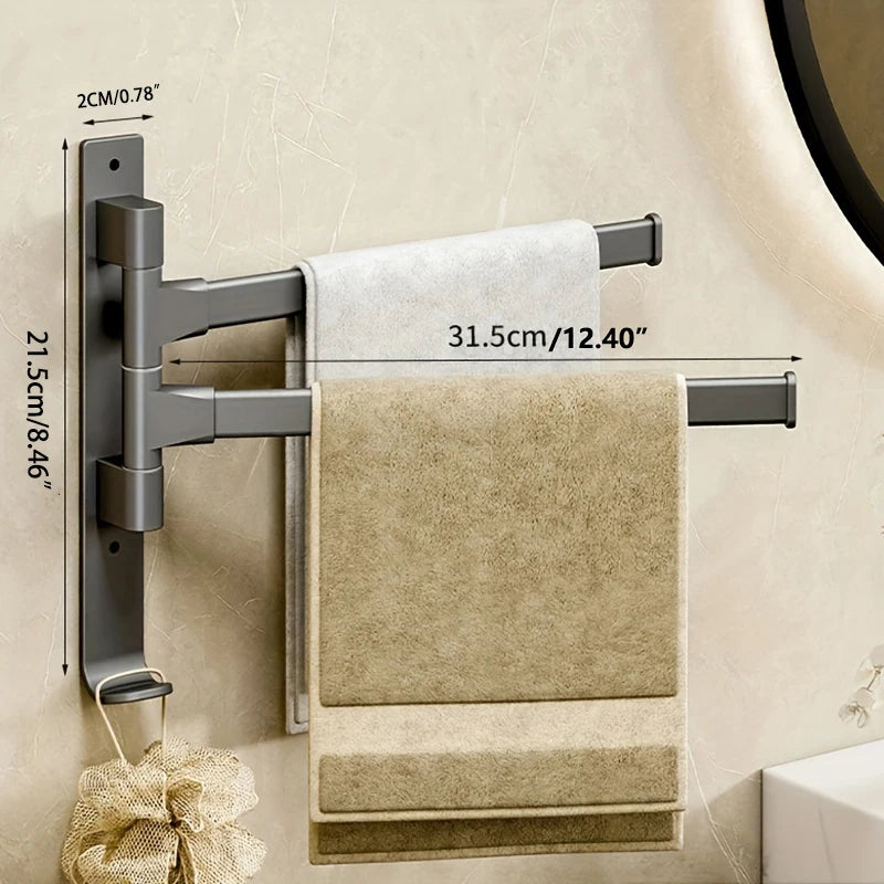 Rotatable Bathroom Towel Rack – Space Aluminum 2-5 Bar Wall-Mounted Holder