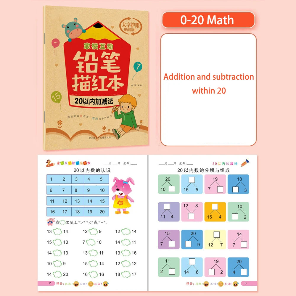 Calligraphy Practice Book – 32 Pages Alphabet & Math Workbook for Kids