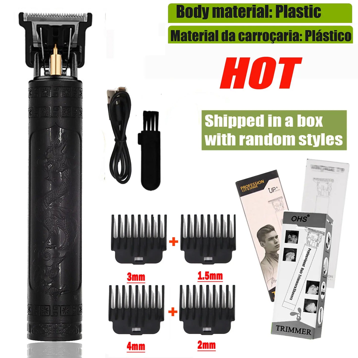 Vintage T9 Hair Clipper – 0mm Beard & Body Trimmer for Men