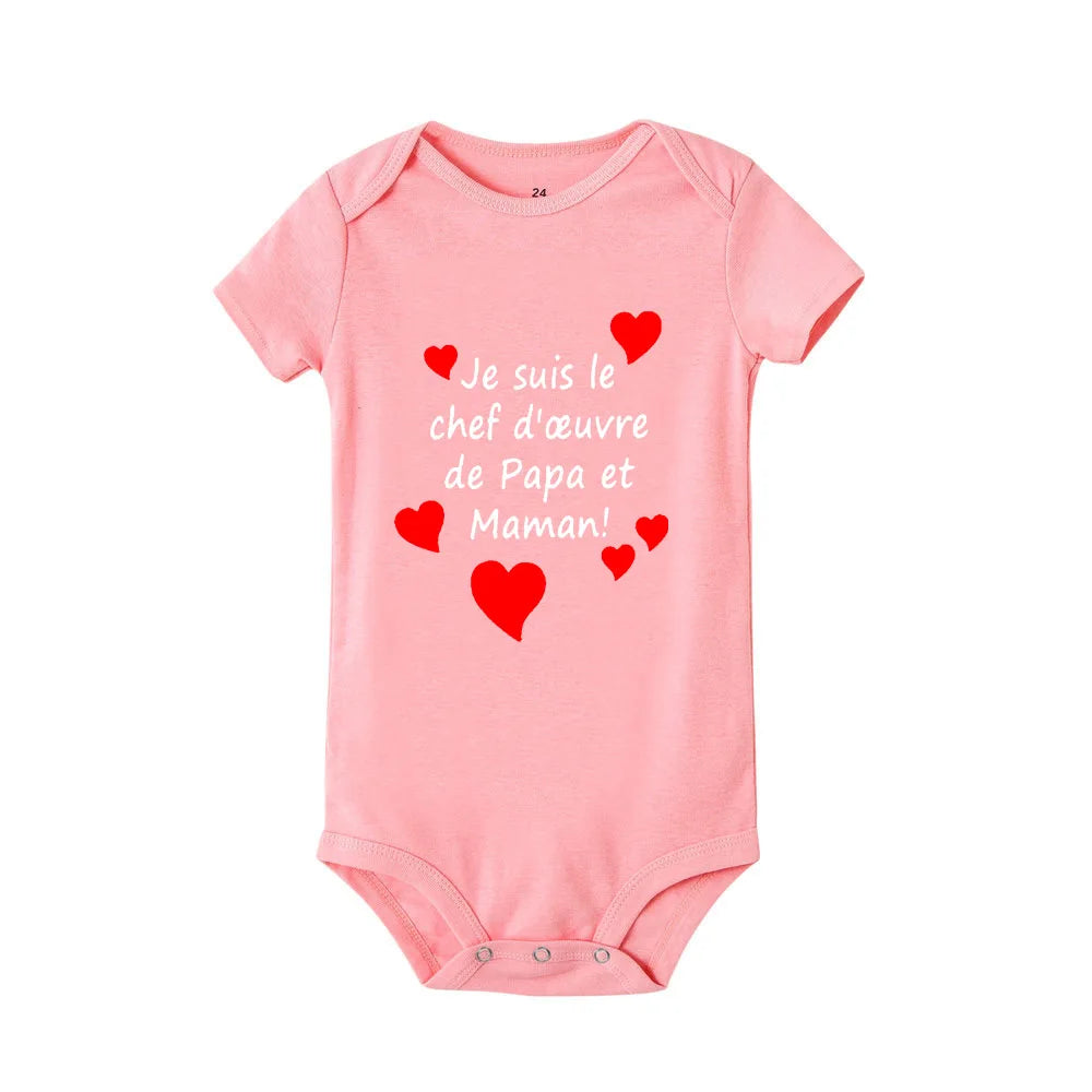 I Am Mom and Dad's Masterpiece" Baby Romper – Perfect for Mother's & Father's Day