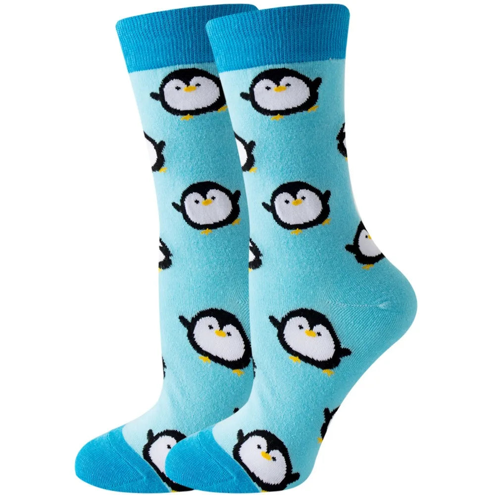 Unisex Animal & Fruit Print Socks – Hip Hop Skateboard Mid-Rise Style