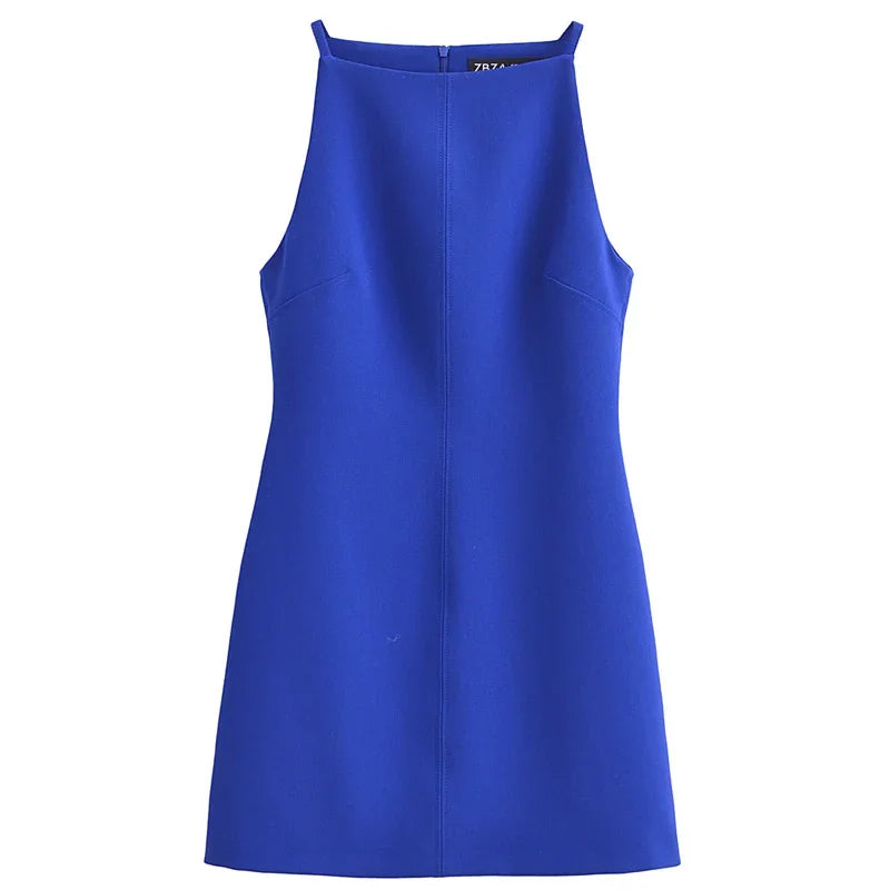 BWQ Fashion Summer Bodycon Dress – Sleeveless Mini Dress in White, Red, Blue, Black, Yellow
