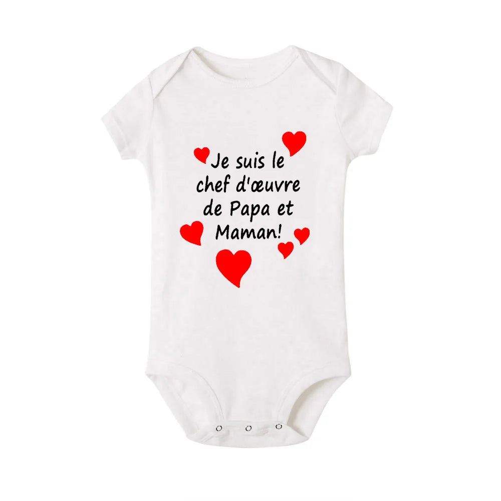 I Am Mom and Dad's Masterpiece" Baby Romper – Perfect for Mother's & Father's Day