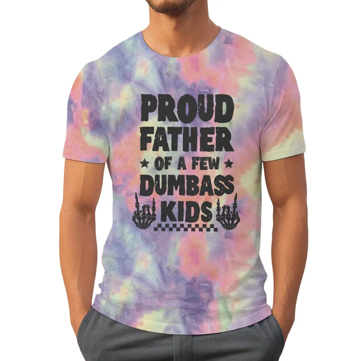 Proud Father Graphic T-Shirt – Retro Tie-Dye Casual Tee for Father’s Day