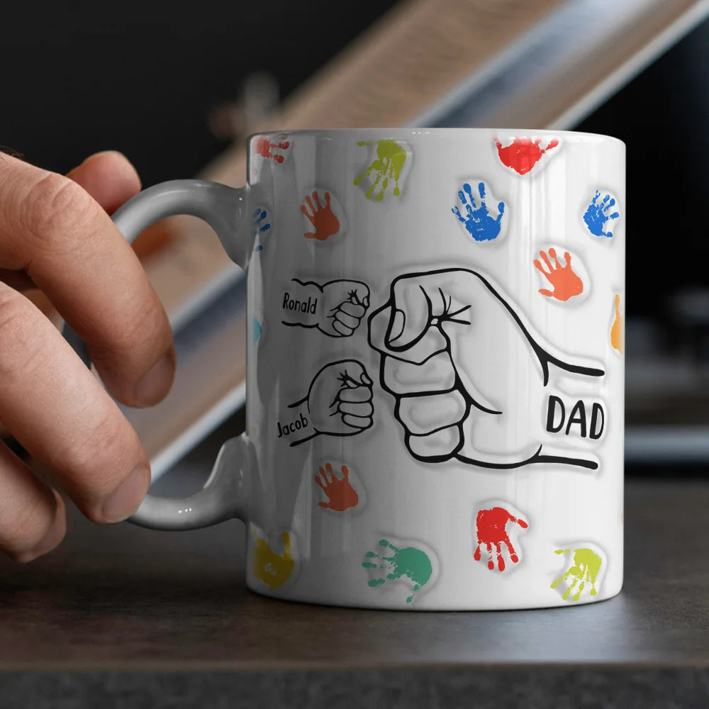 Personalized Dad Mug – Custom Name Coffee Cup with 3D Text Effect