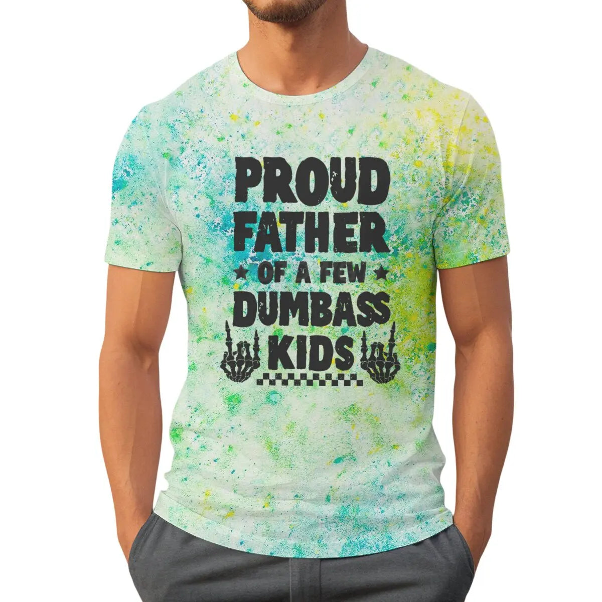 Proud Father Graphic T-Shirt – Retro Tie-Dye Casual Tee for Father’s Day