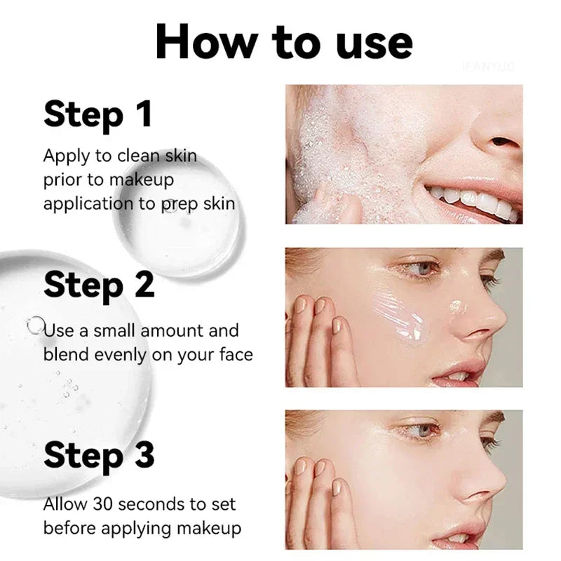 Long-Lasting Moisturizing Face Primer Gel – Clear, Pore-Minimizing with Hyaluronic Acid