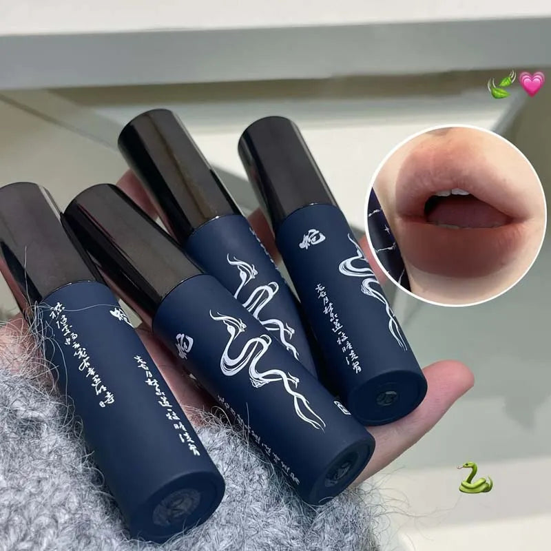 Velvet Matte Lip Glaze – Shimmer Nude & Grey Pink Waterproof Lipstick