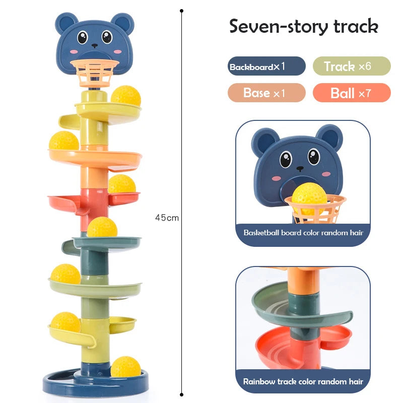 Rolling Ball Track Tower – 2–7 Layer Rotating Educational Toy for Babies & Kids
